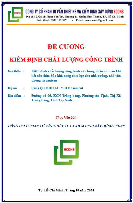 Để cương kiểm định chất lượng công trình - Tư vấn kiểm định Econs