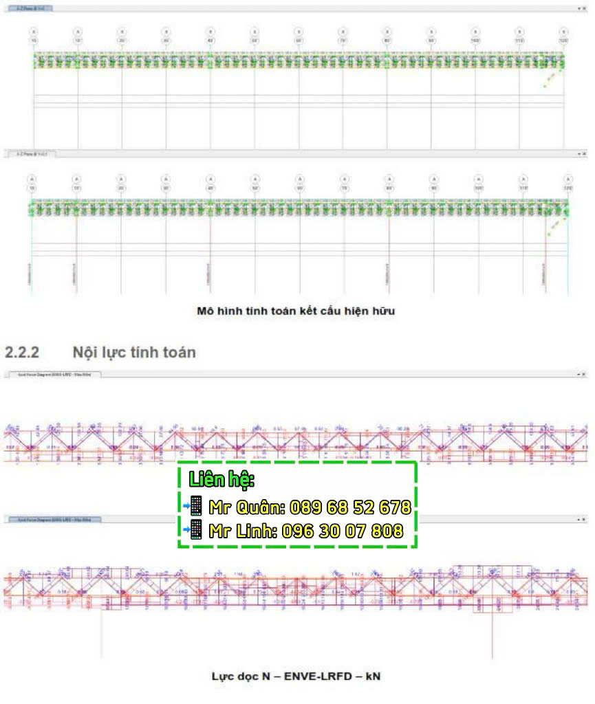 Bản vẽ mô phỏng kiểm định kết cấu công trình – số liệu đánh giá an toàn chịu lực