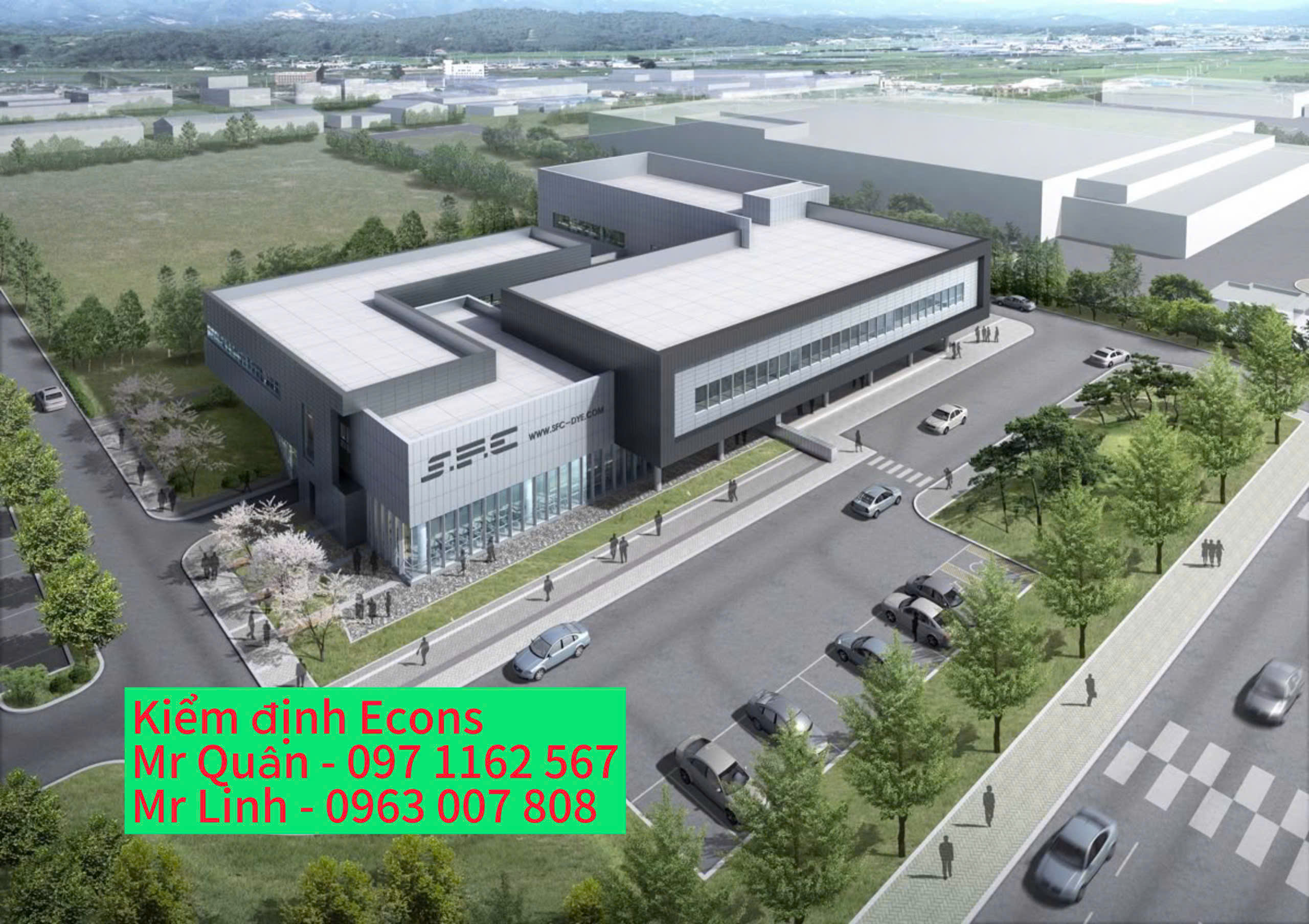 Hình ảnh phối cảnh nhà xưởng công nghiệp hiện đại – Tư vấn Kiểm định Econs thực hiện kiểm định an toàn và chứng nhận chịu lực cho nhà máy.